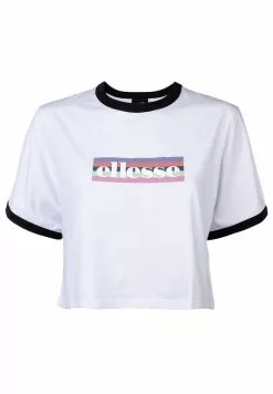 Ellesse FLIDE CROP KURZARM RUNDHAL - T-shirt Imprimé - Weiß