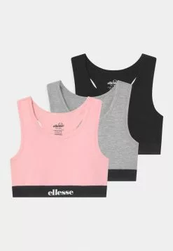 Ellesse EMILO 3 PACK - Brassière - Black/grey Marl/pink