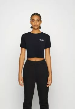 Ellesse CLAUDINE CROP - T-shirt Imprimé - Black